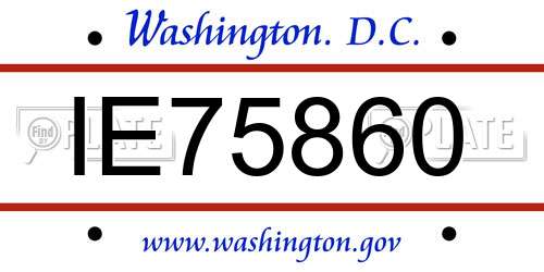 IE75860 District Of Columbia License Plate