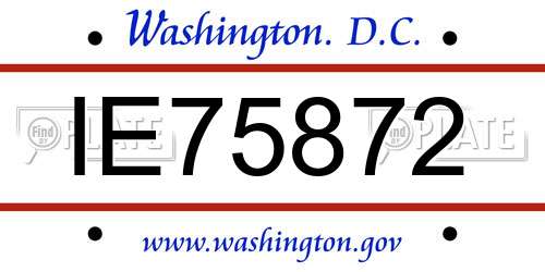 IE75872 District Of Columbia License Plate