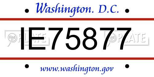 IE75877 District Of Columbia License Plate