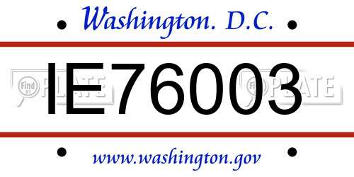 IE76003 District Of Columbia License Plate