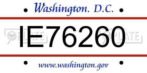 IE76260 District Of Columbia License Plate