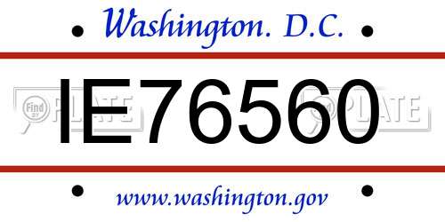 IE76560 District Of Columbia License Plate