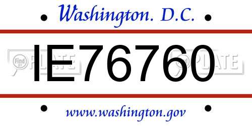 IE76760 District Of Columbia License Plate