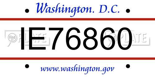 IE76860 District Of Columbia License Plate