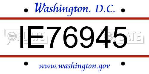 IE76945 District Of Columbia License Plate