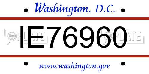 IE76960 District Of Columbia License Plate