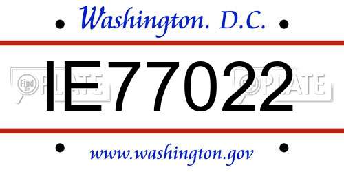 IE77022 District Of Columbia License Plate