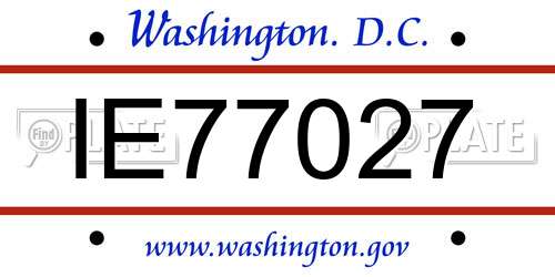 IE77027 District Of Columbia License Plate