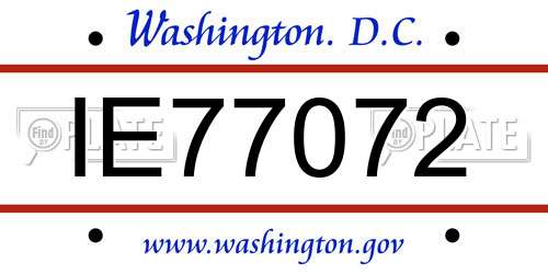 IE77072 District Of Columbia License Plate