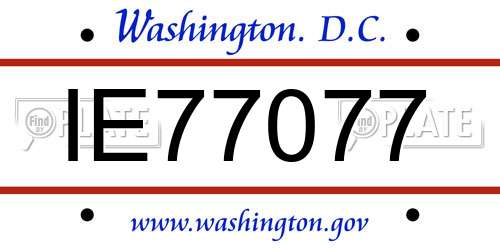 IE77077 District Of Columbia License Plate