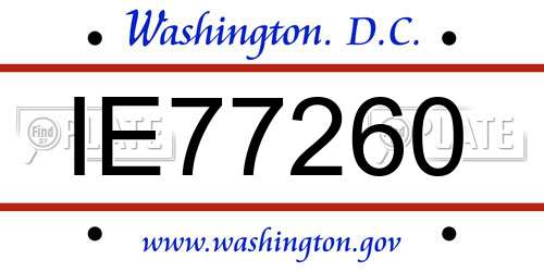 IE77260 District Of Columbia License Plate