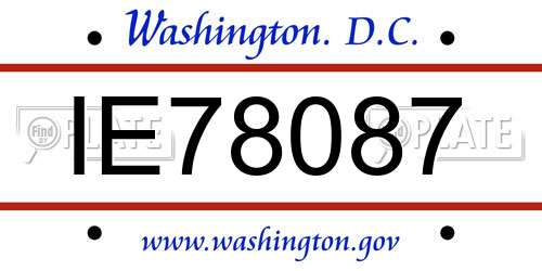 IE78087 District Of Columbia License Plate