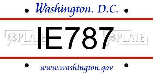 IE787 District Of Columbia License Plate