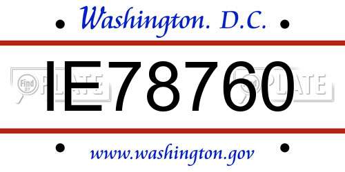 IE78760 District Of Columbia License Plate