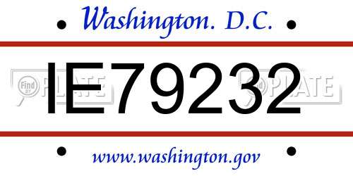 IE79232 District Of Columbia License Plate