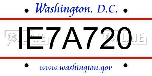 IE7A720 District Of Columbia License Plate