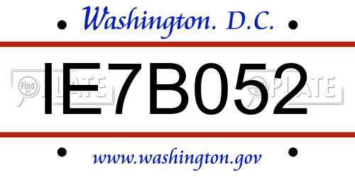 IE7B052 District Of Columbia License Plate