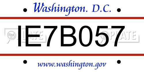 IE7B057 District Of Columbia License Plate