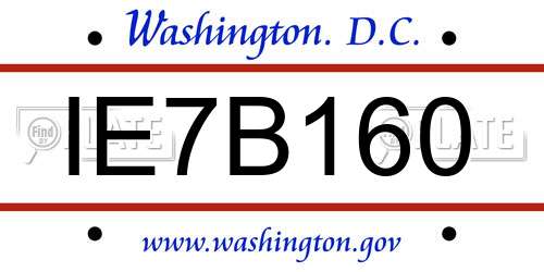 IE7B160 District Of Columbia License Plate