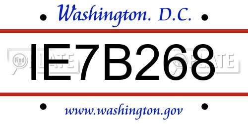 IE7B268 District Of Columbia License Plate