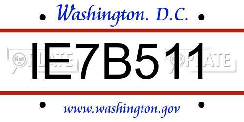 IE7B511 District Of Columbia License Plate