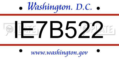 IE7B522 District Of Columbia License Plate