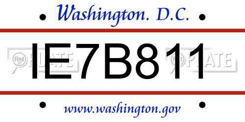 IE7B811 District Of Columbia License Plate