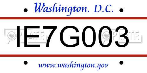 IE7G003 District Of Columbia License Plate
