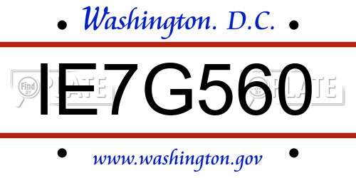 IE7G560 District Of Columbia License Plate