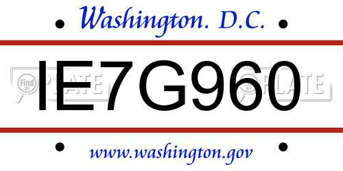 IE7G960 District Of Columbia License Plate