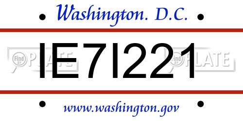 IE7I221 District Of Columbia License Plate