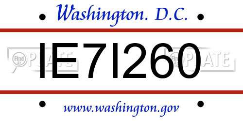 IE7I260 District Of Columbia License Plate