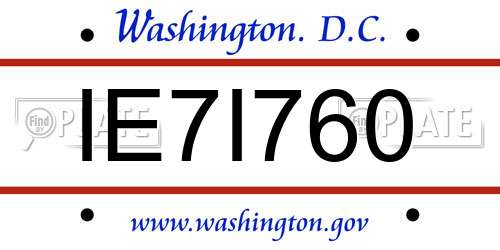 IE7I760 District Of Columbia License Plate