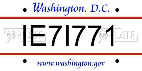 IE7I771 District Of Columbia License Plate