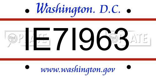 IE7I963 District Of Columbia License Plate