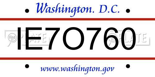 IE7O760 District Of Columbia License Plate