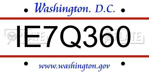 IE7Q360 District Of Columbia License Plate
