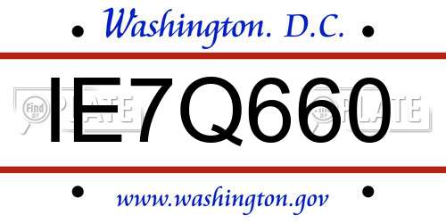 IE7Q660 District Of Columbia License Plate
