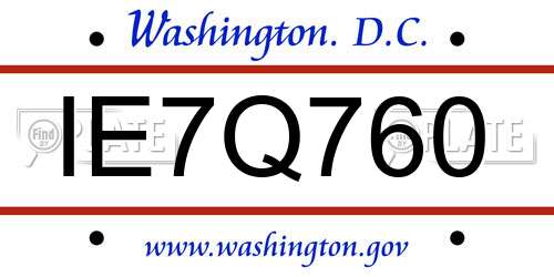 IE7Q760 District Of Columbia License Plate
