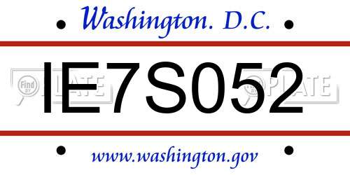 IE7S052 District Of Columbia License Plate