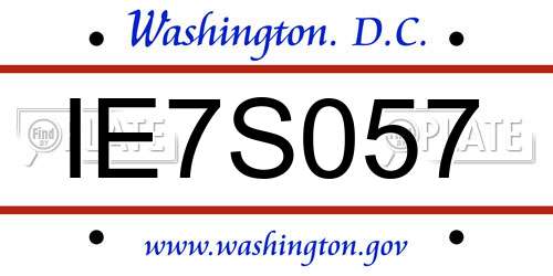 IE7S057 District Of Columbia License Plate