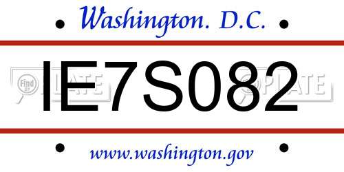 IE7S082 District Of Columbia License Plate