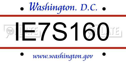 IE7S160 District Of Columbia License Plate