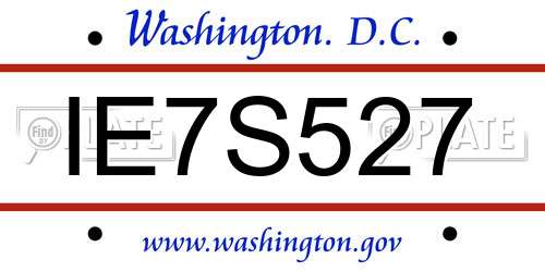 IE7S527 District Of Columbia License Plate