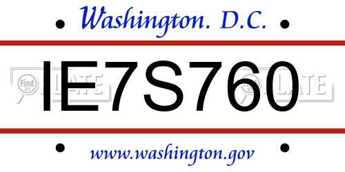 IE7S760 District Of Columbia License Plate
