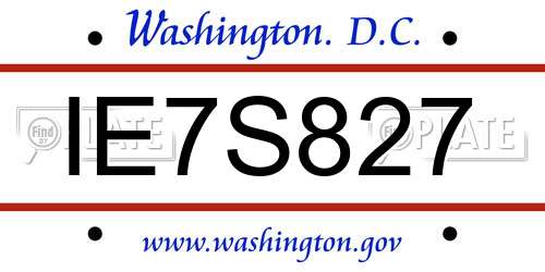 IE7S827 District Of Columbia License Plate