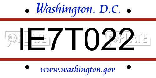 IE7T022 District Of Columbia License Plate