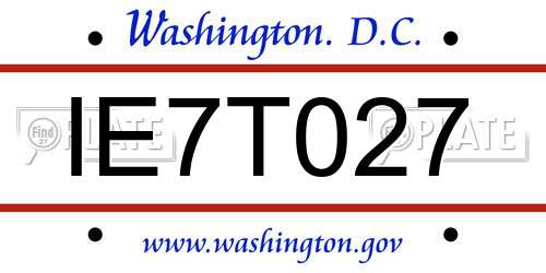 IE7T027 District Of Columbia License Plate