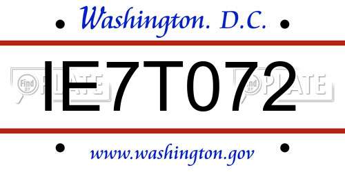 IE7T072 District Of Columbia License Plate