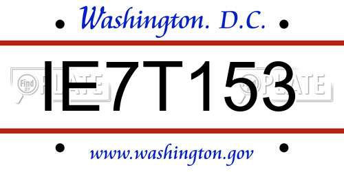 IE7T153 District Of Columbia License Plate
